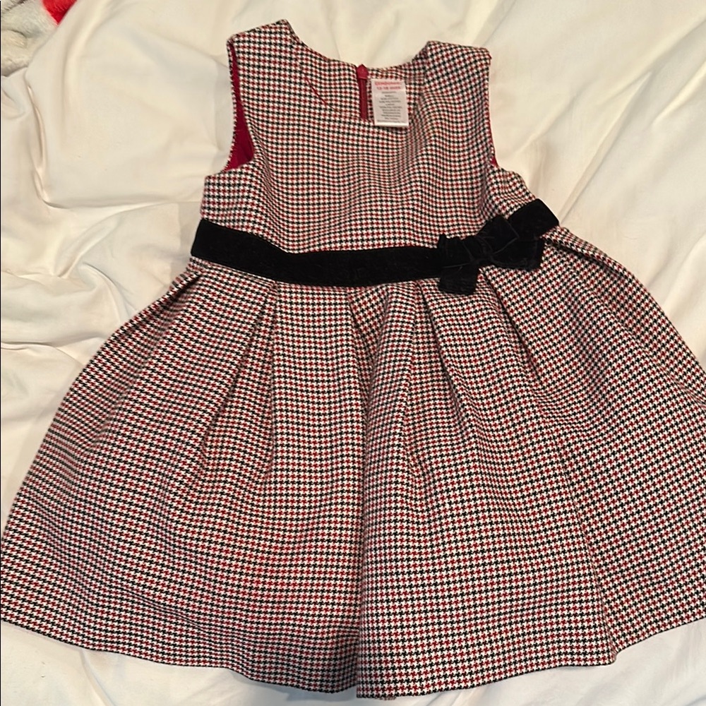 Gymboree dark red/black holiday dress with velvet belt/bow